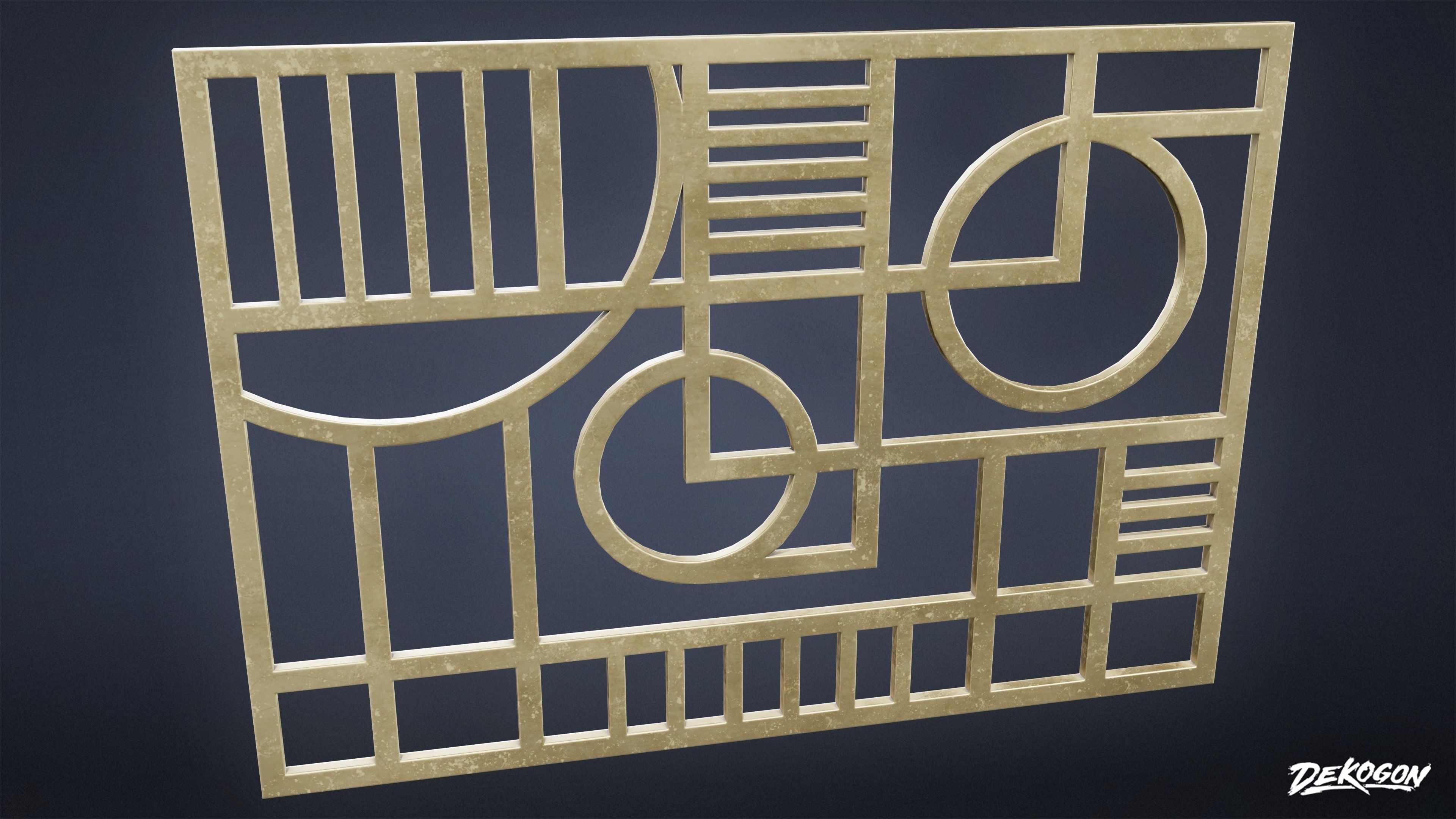 ART DECO - Wall Art 01 - LOW POLY Low-poly 3D model_4