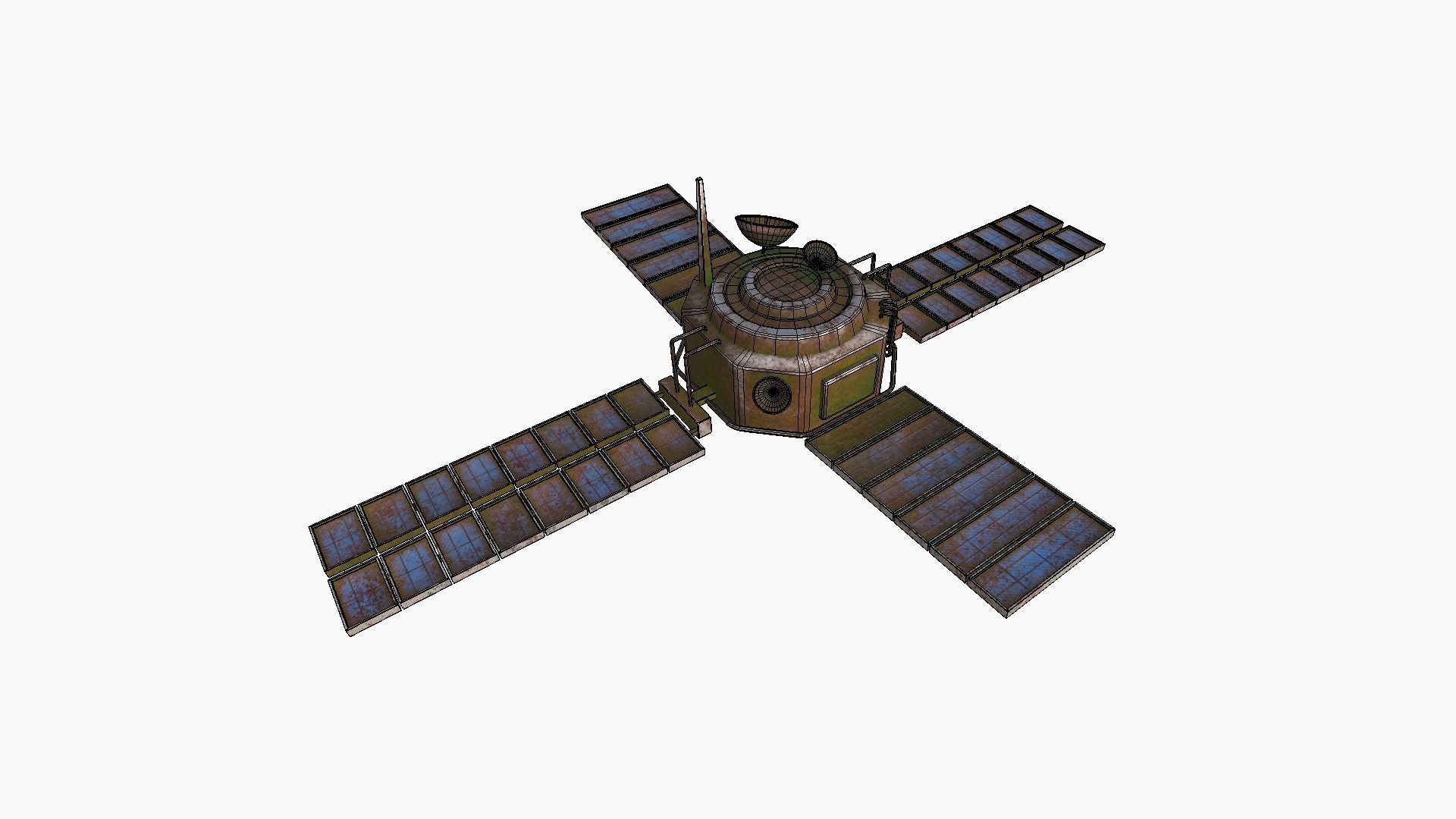 Satellite H11 Destroyed - SciFi Space Design Low-poly 3D model_6