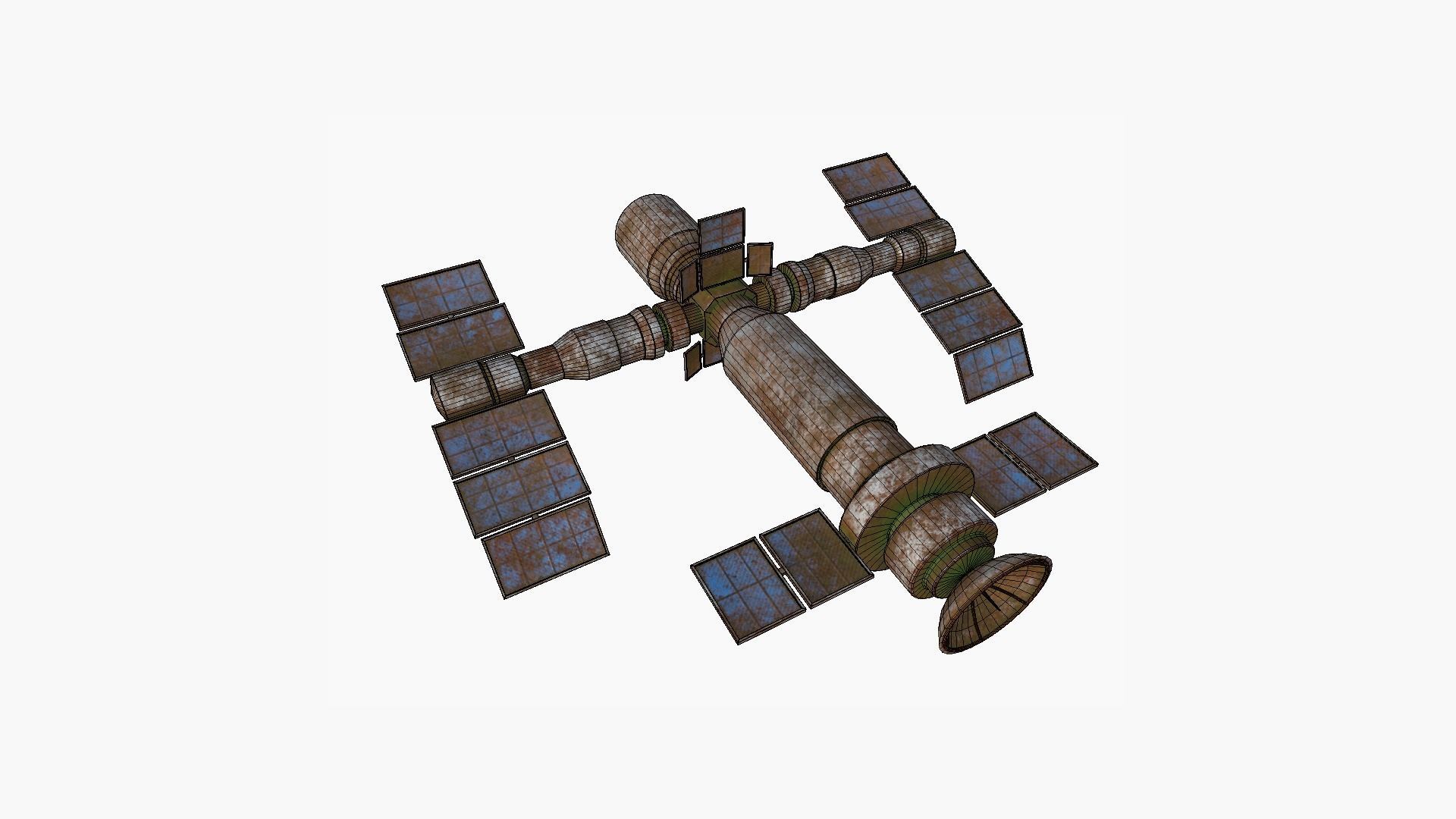 Satellite F11 Destroyed - SciFi Space Design Low-poly 3D model_6