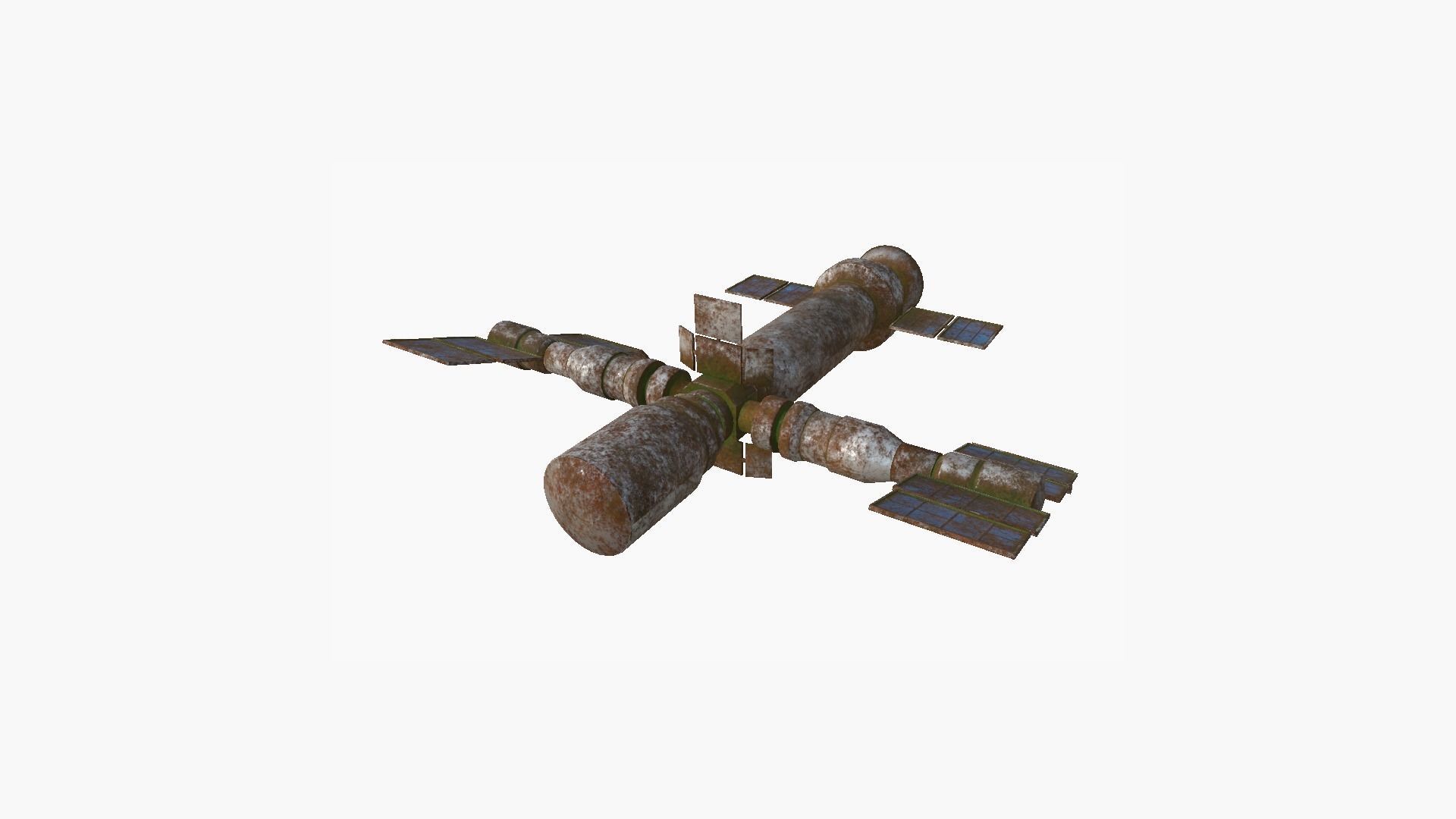 Satellite F11 Destroyed - SciFi Space Design Low-poly 3D model_4