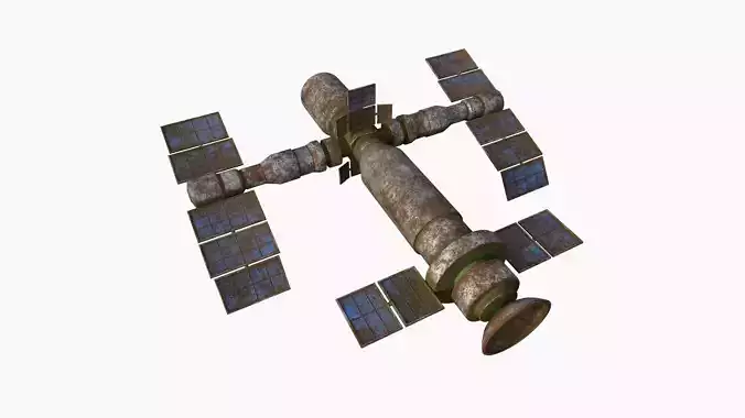 Satellite F11 Destroyed - SciFi Space Design Low-poly 3D model