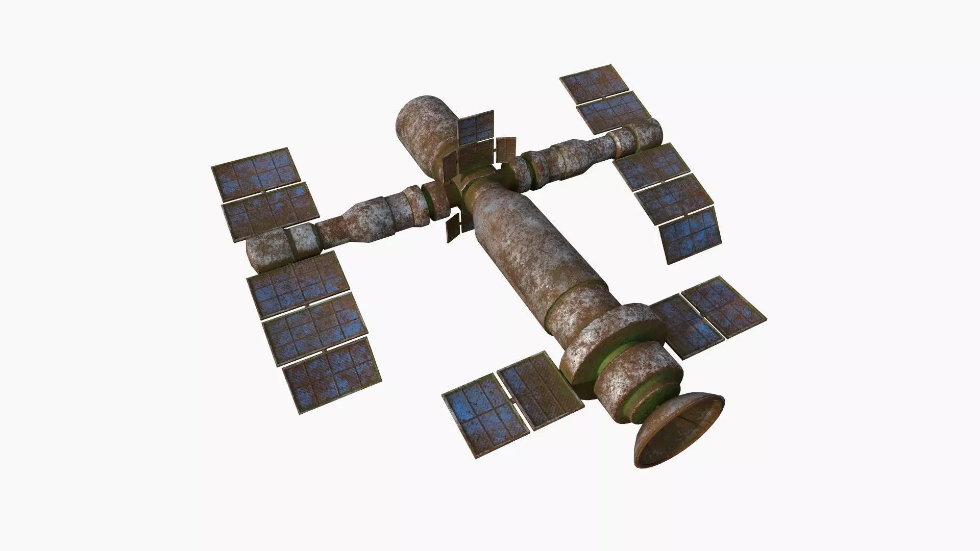 Satellite F11 Destroyed - SciFi Space Design Low-poly 3D model_0