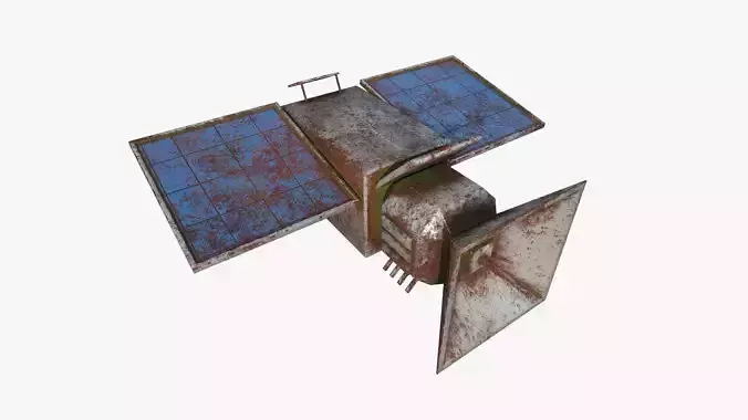 Satellite E11 Destroyed - SciFi Space Design Low-poly 3D model