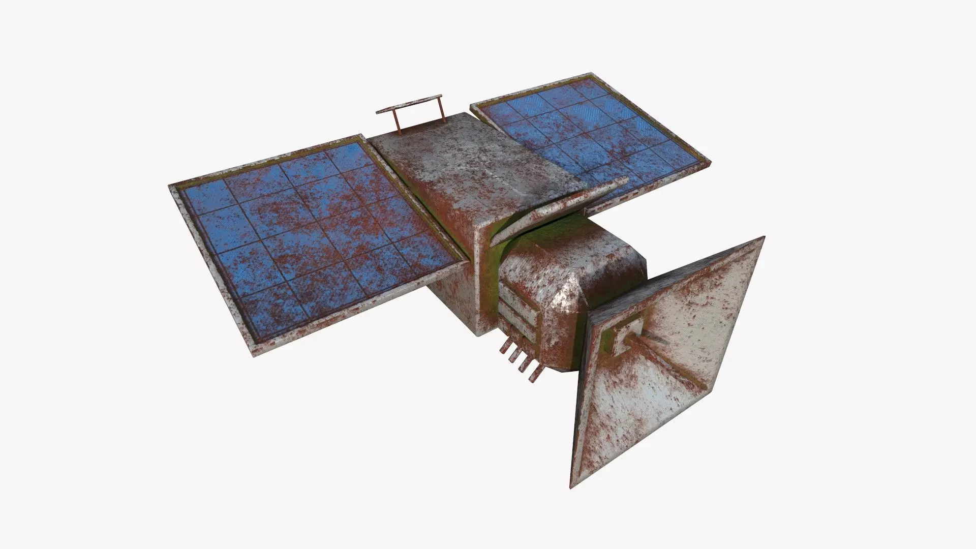 Satellite E11 Destroyed - SciFi Space Design Low-poly 3D model_0