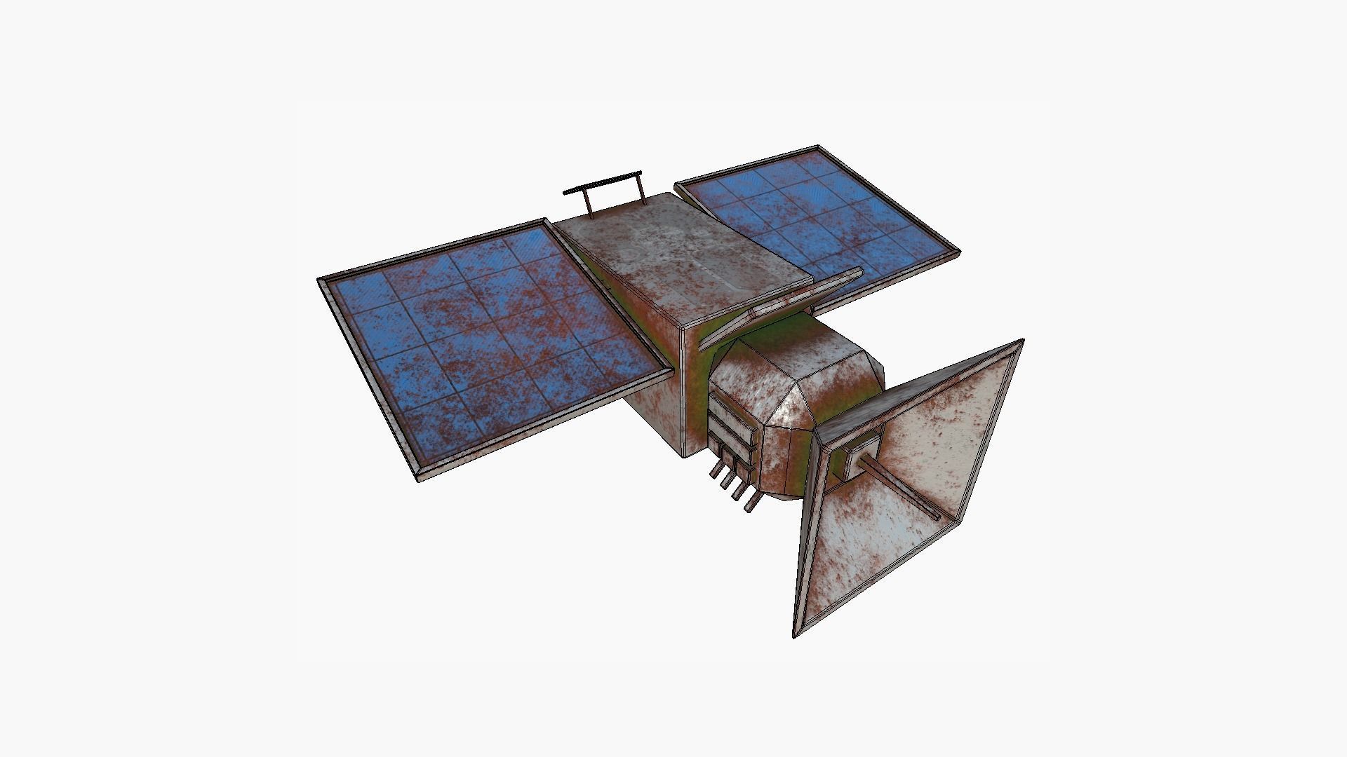 Satellite E11 Destroyed - SciFi Space Design Low-poly 3D model_6