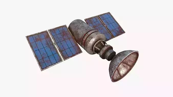 Satellite D11 Destroyed - SciFi Space Design Low-poly 3D model