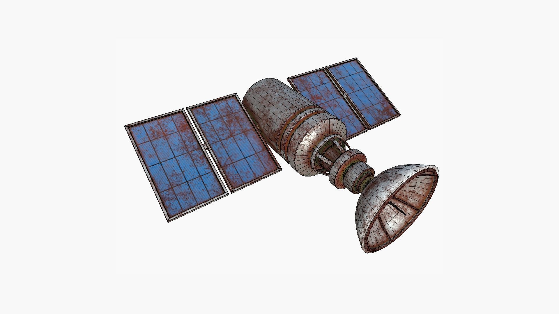 Satellite D11 Destroyed - SciFi Space Design Low-poly 3D model_6
