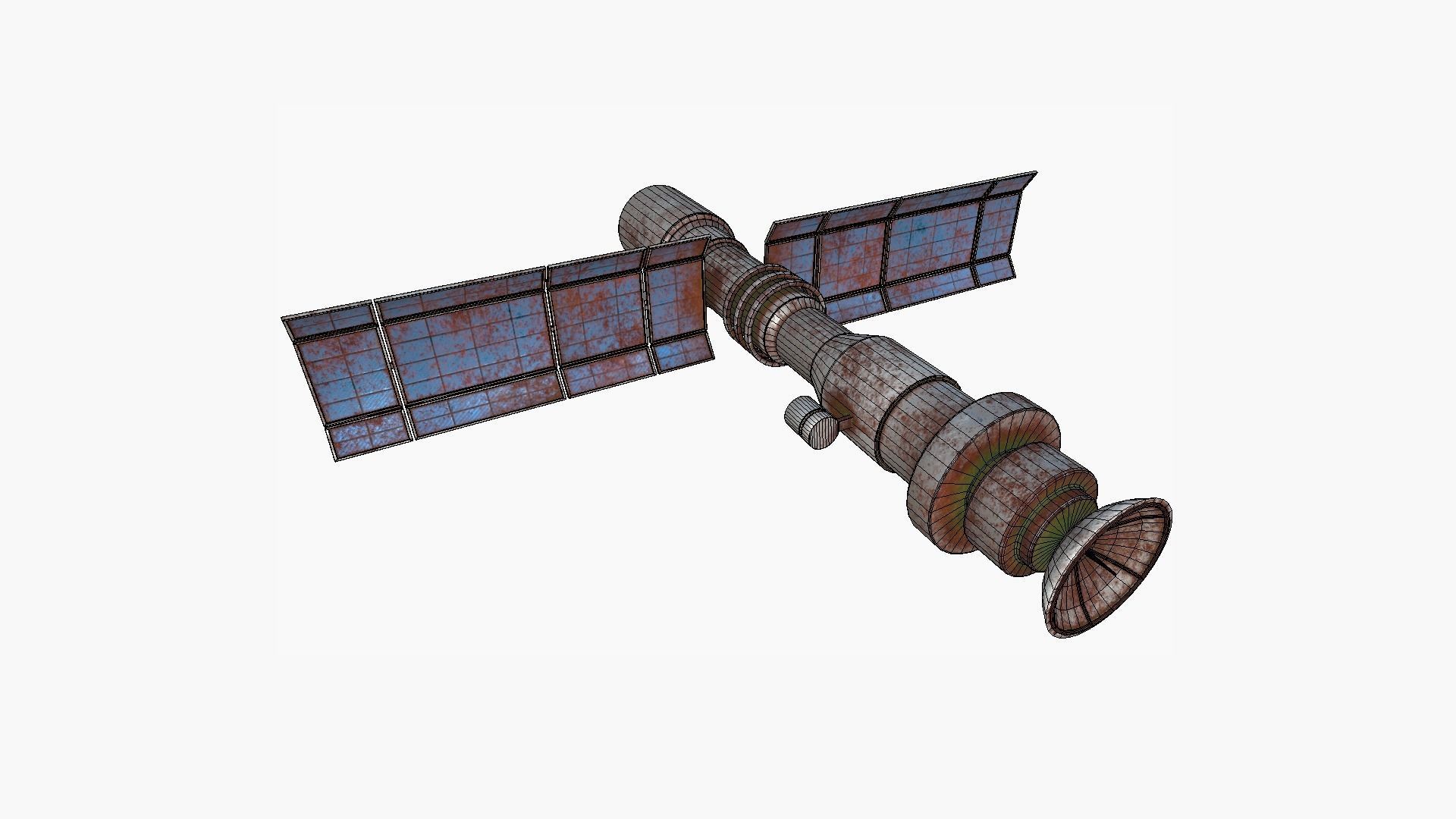 Satellite C11 Destroyed - SciFi Space Design Low-poly 3D model_6