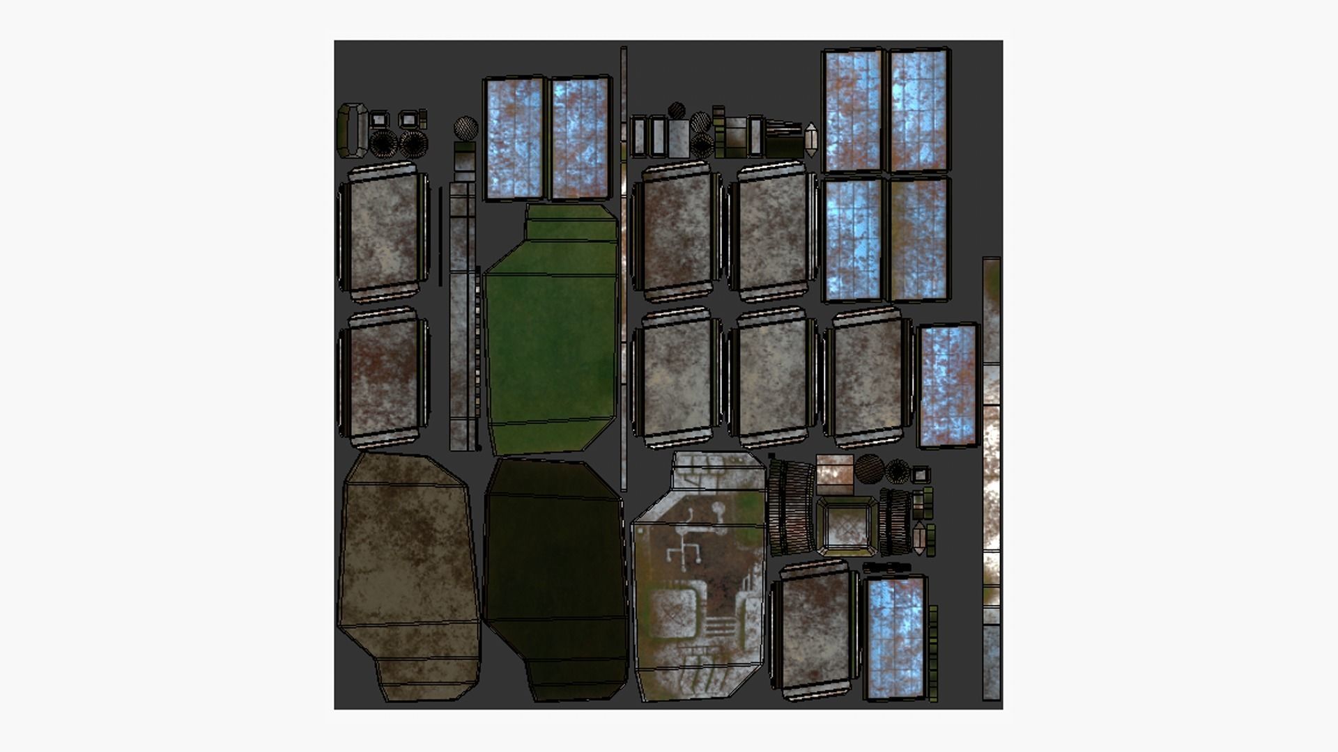 Satellite B11 Destroyed - SciFi Space Design Low-poly 3D model_5