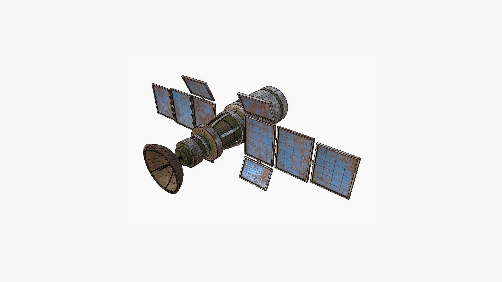 Satellite A11 Destroyed - SciFi Space Design Low-poly 3D model_6