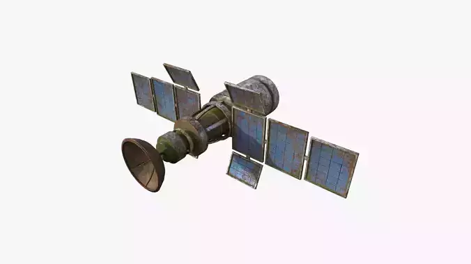 Satellite A11 Destroyed - SciFi Space Design Low-poly 3D model