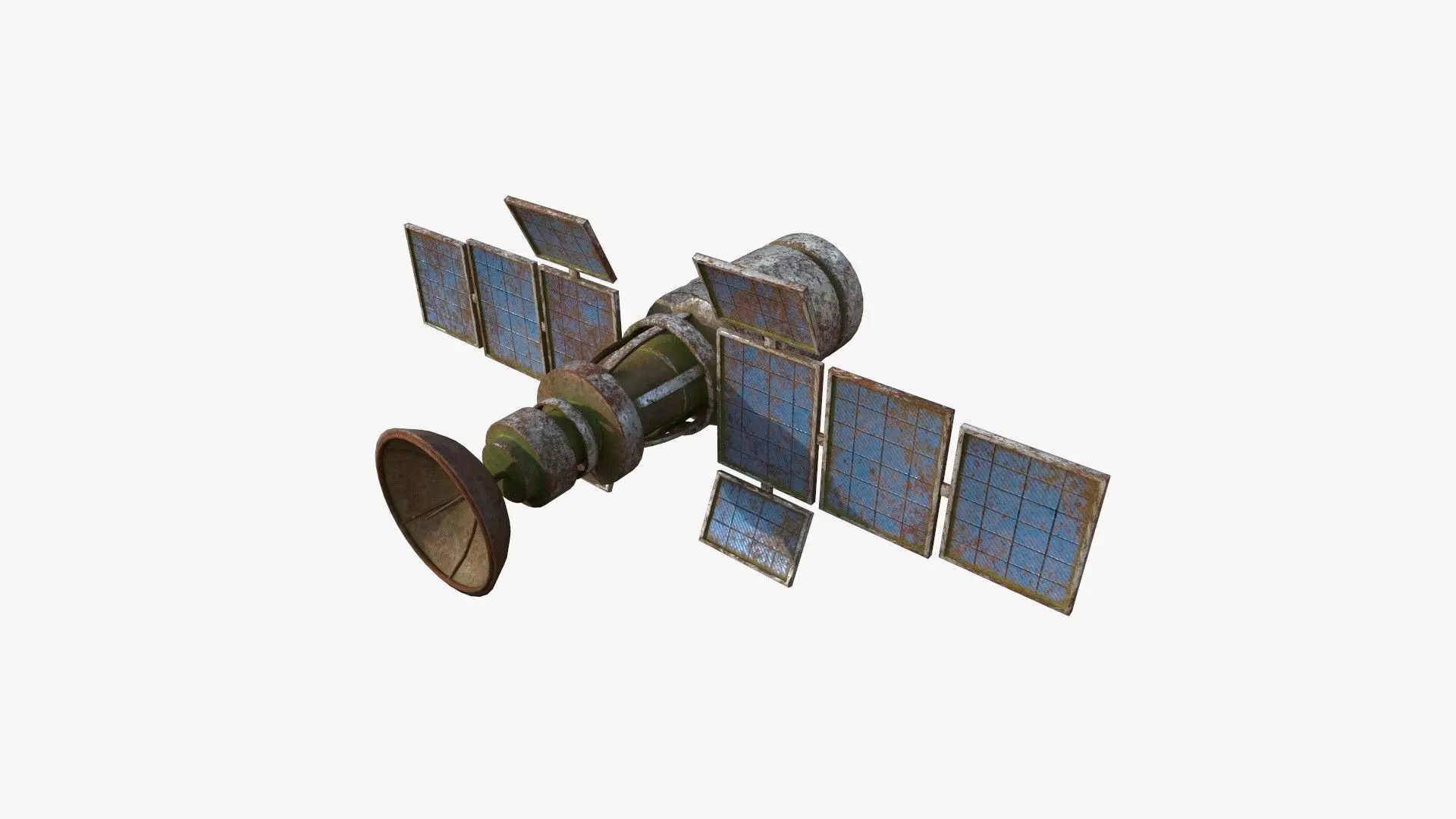Satellite A11 Destroyed - SciFi Space Design Low-poly 3D model_0