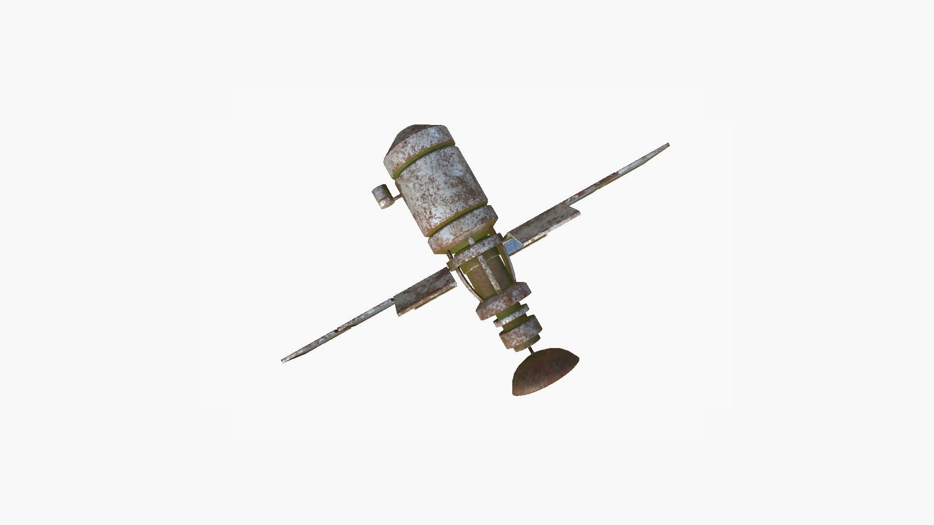 Satellite A11 Destroyed - SciFi Space Design Low-poly 3D model_4