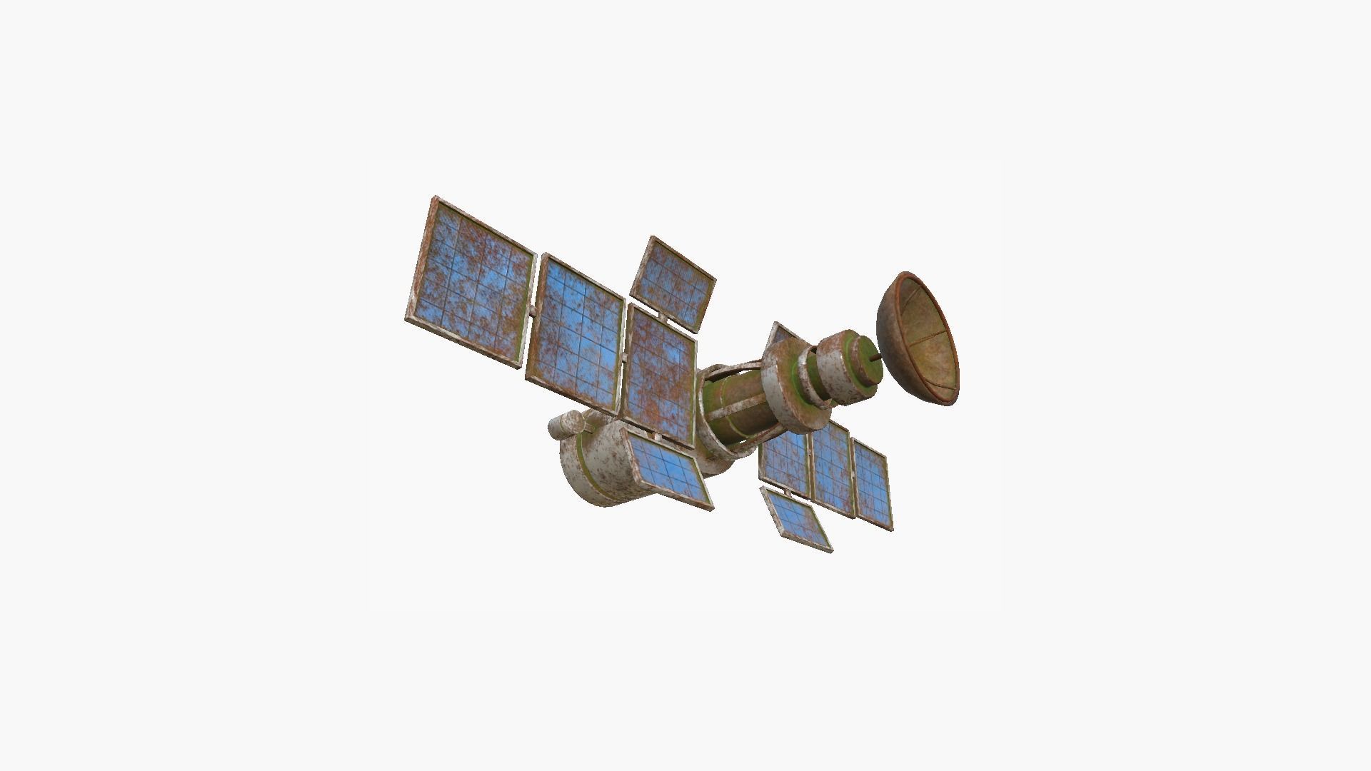Satellite A11 Destroyed - SciFi Space Design Low-poly 3D model_1