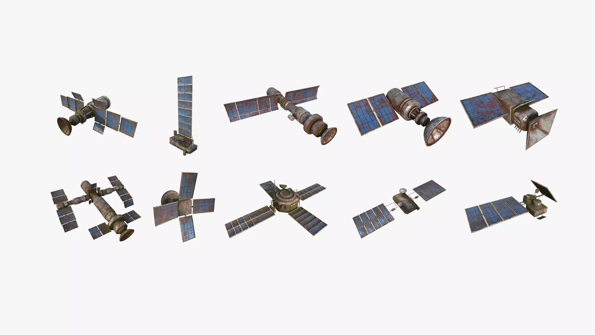 10 Destroyed Satellite Collection - SciFi Space Design _0
