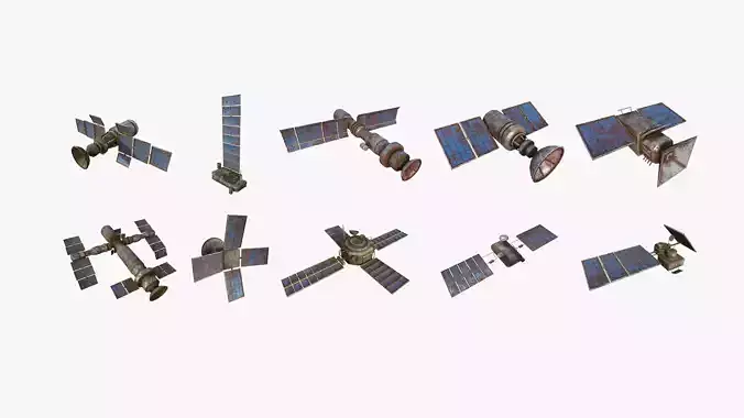 10 Destroyed Satellite Collection - SciFi Space Design 