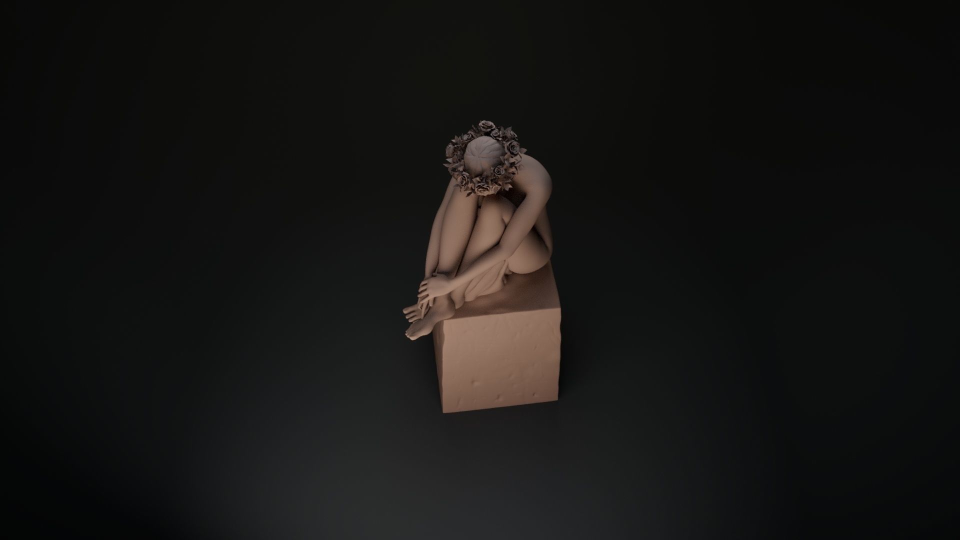 nude female on stone 3D print model_7