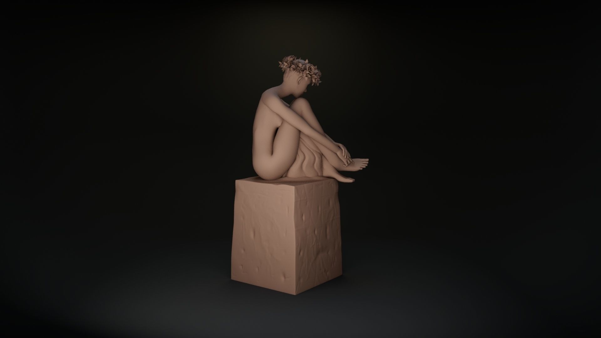 nude female on stone 3D print model_6