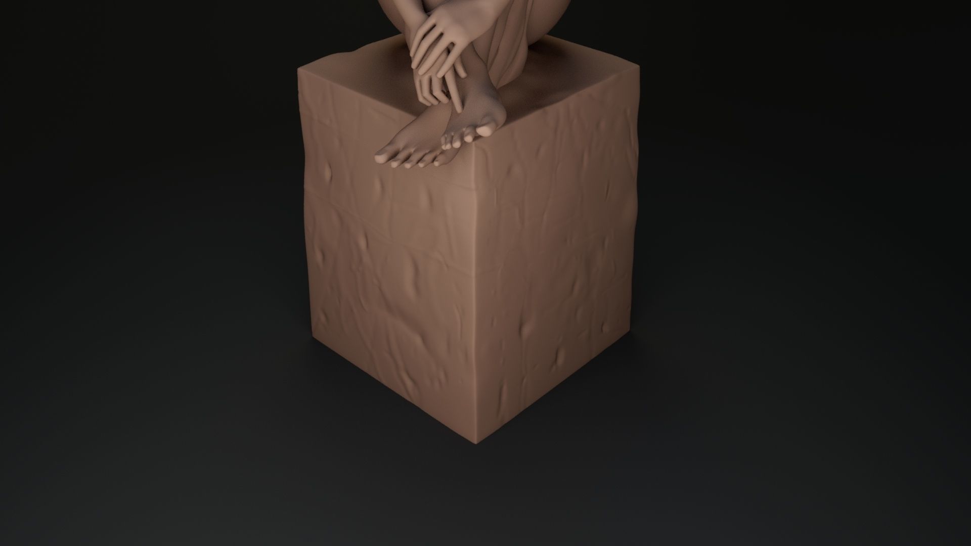 nude female on stone 3D print model_11