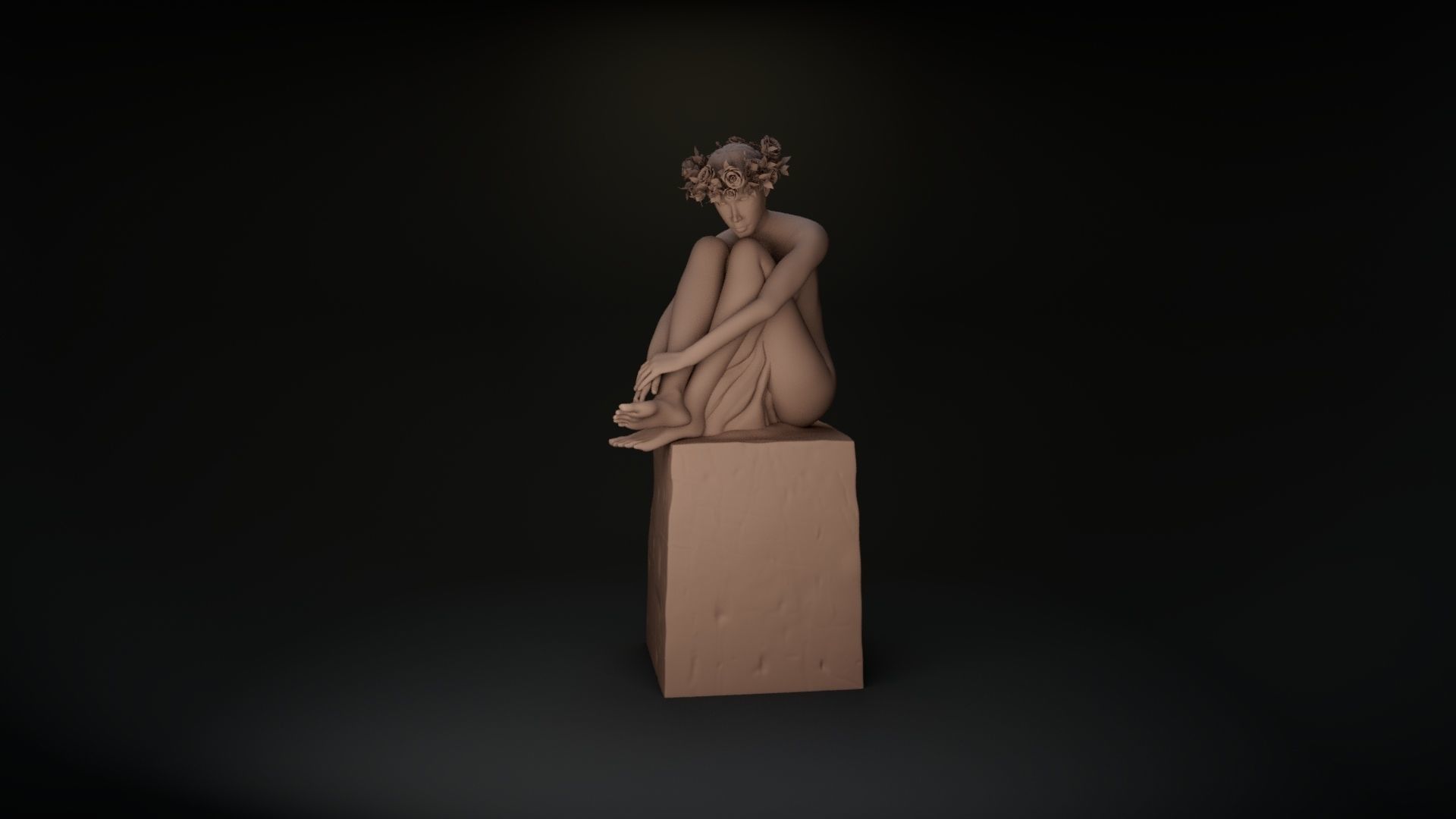 nude female on stone 3D print model_2