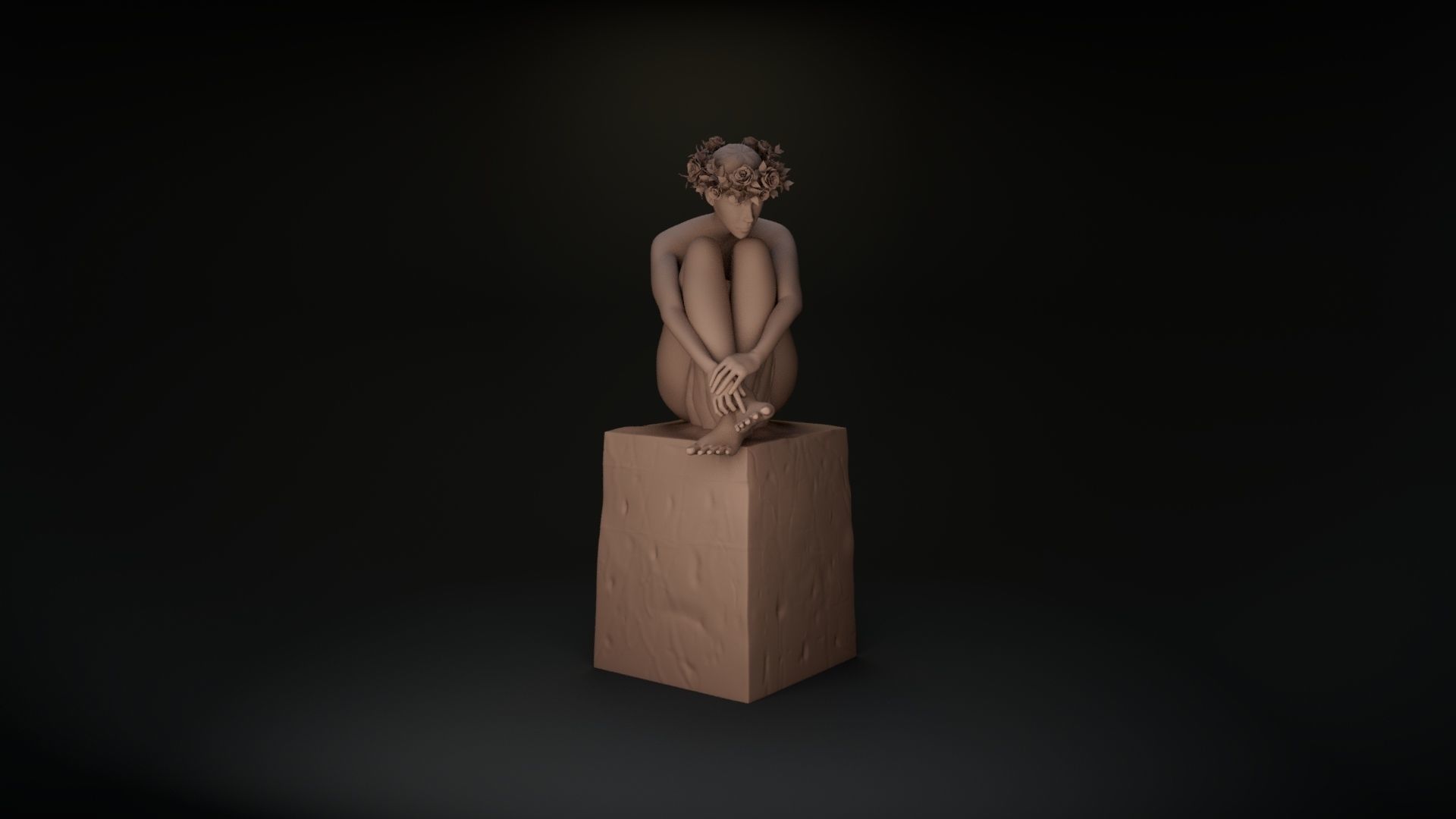 nude female on stone 3D print model_5
