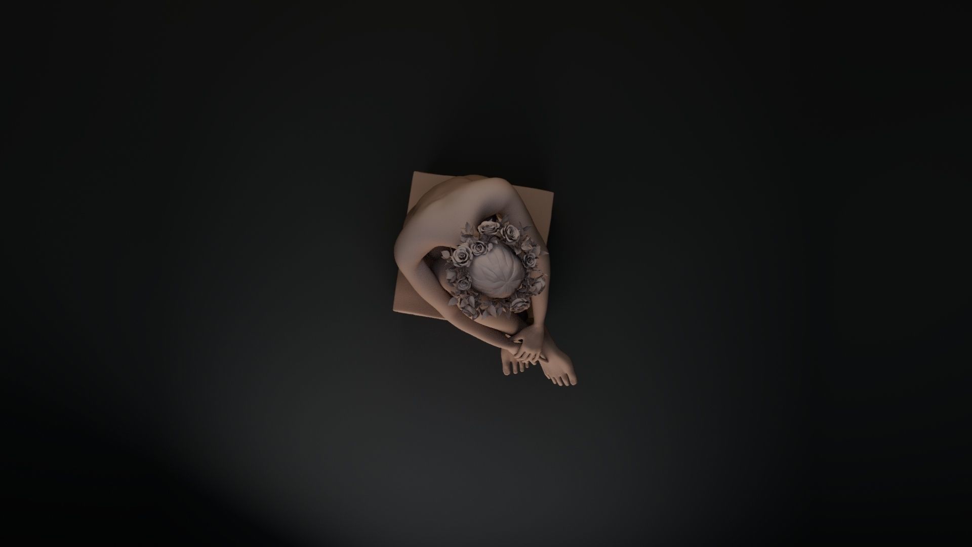 nude female on stone 3D print model_9