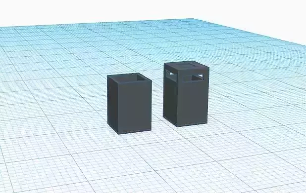 trash bin square pack for scale H0 3D print model