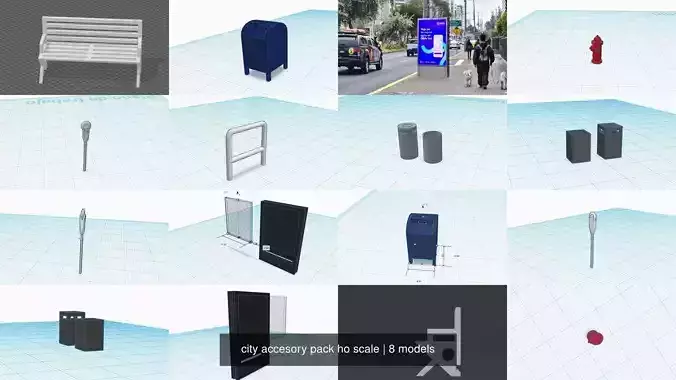 city accesory pack ho scale 3D Model Collection