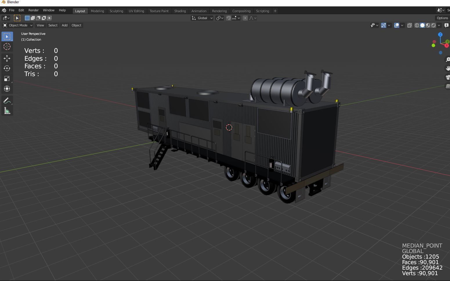 industrial mining genset  3D model_3