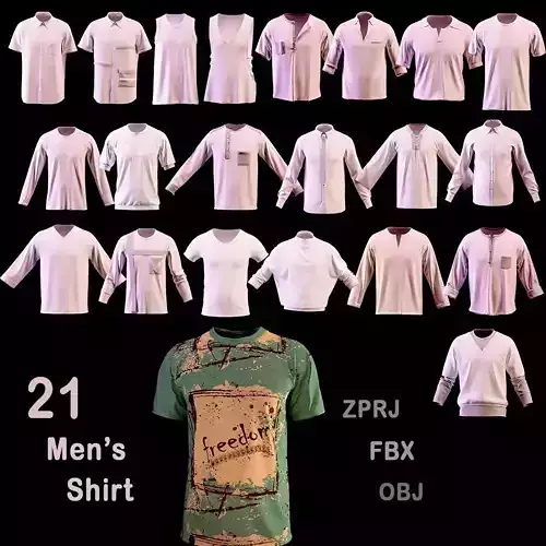 Men Shirts Low-poly 3D model