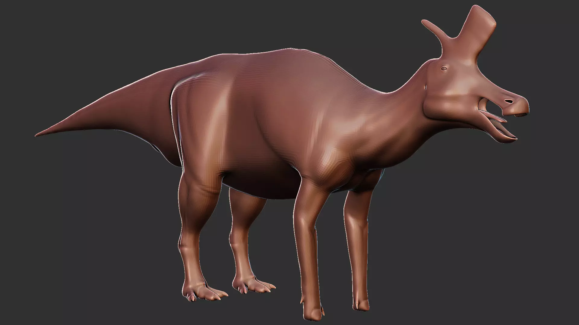 Dinosaur base mesh - Lambeosaurus lambei Low-poly 3D model_0