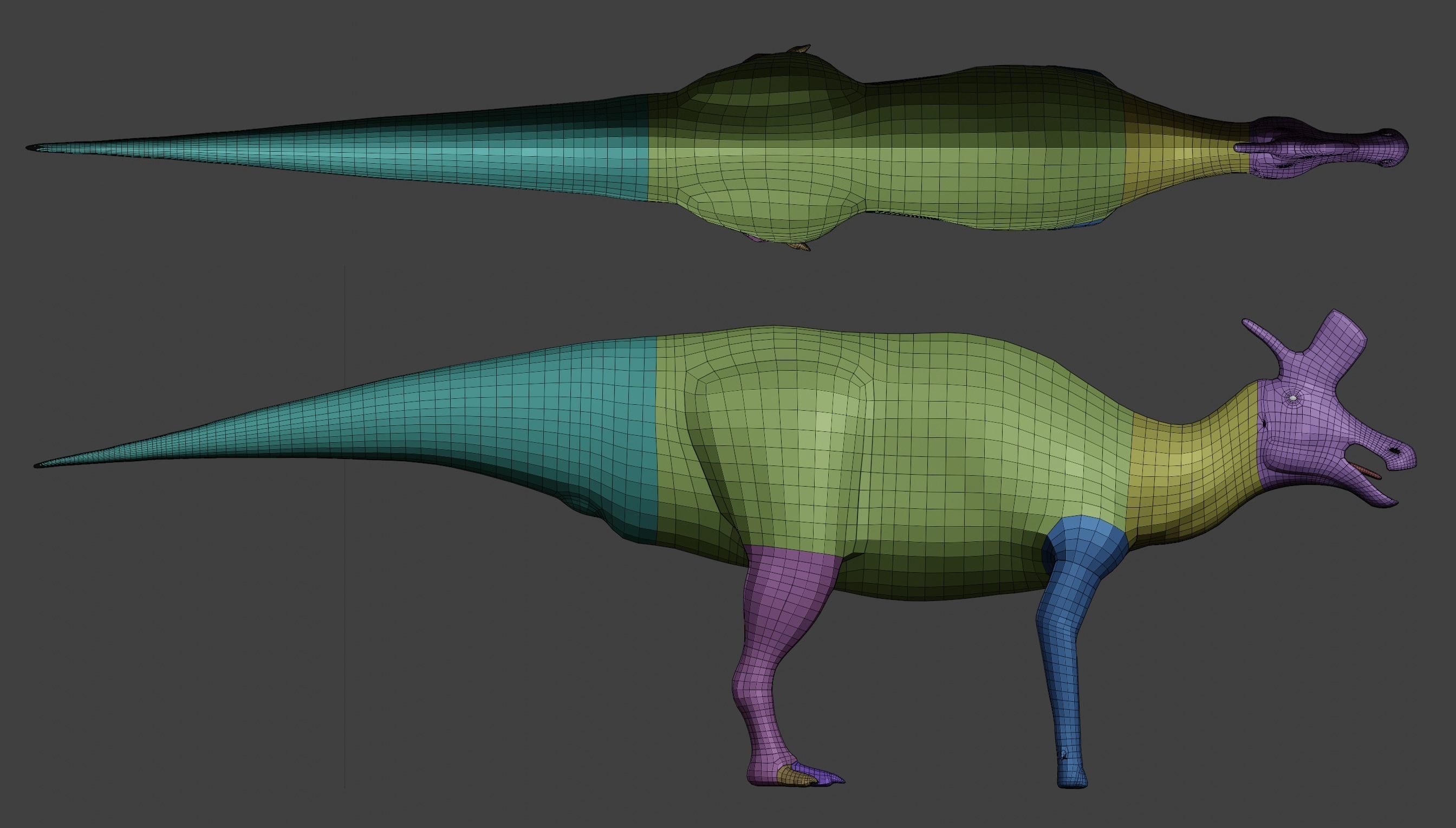 Dinosaur base mesh - Lambeosaurus lambei Low-poly 3D model_9