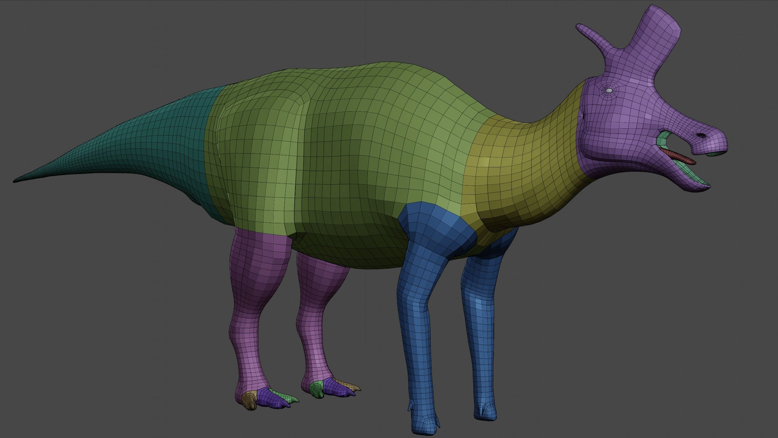 Dinosaur base mesh - Lambeosaurus lambei Low-poly 3D model_8