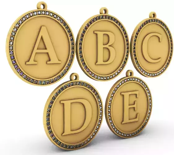 Studded Alphabet Medals - Medalhas Alfabeto com Pedras 3D print model