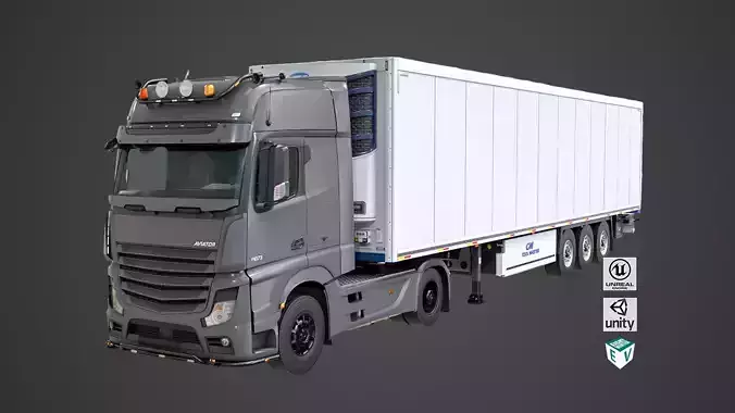 Heavy Truck 03 Refrigerator Trailer Interior PBR Textures Low-poly 3D model