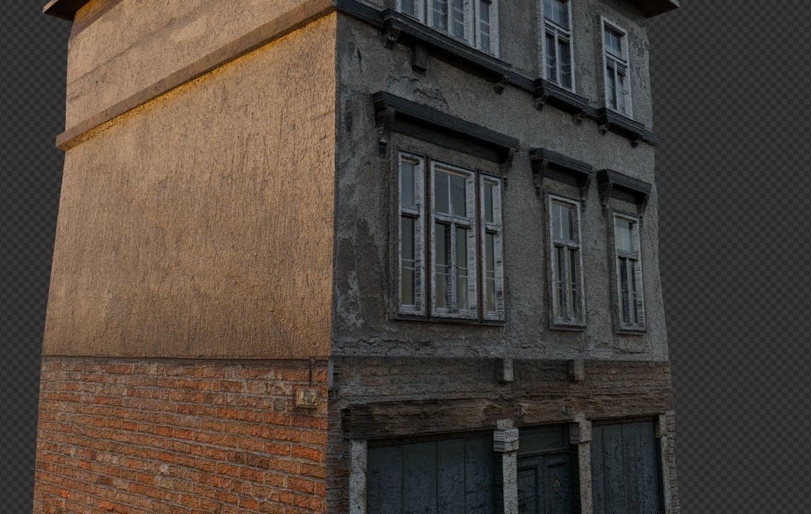 Old Buildings pack of 5 Low-poly 3D model_32