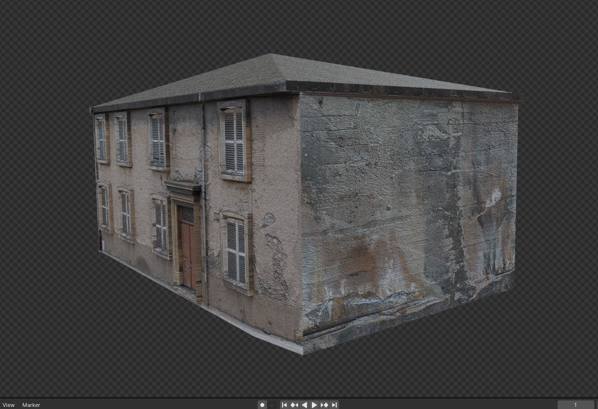 Old Buildings pack of 5 Low-poly 3D model_7