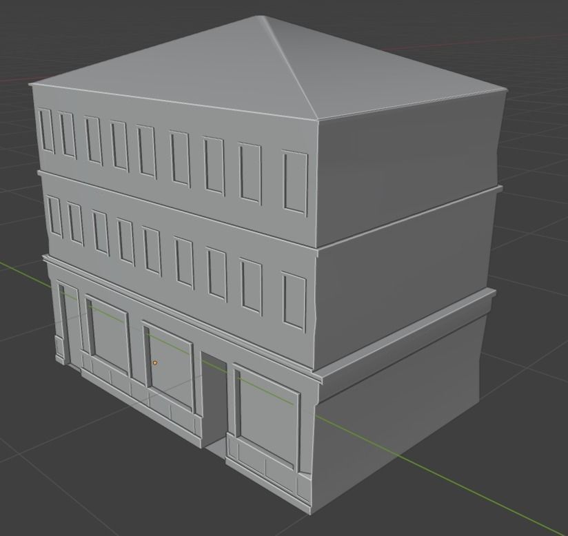 Old Buildings pack of 5 Low-poly 3D model_14