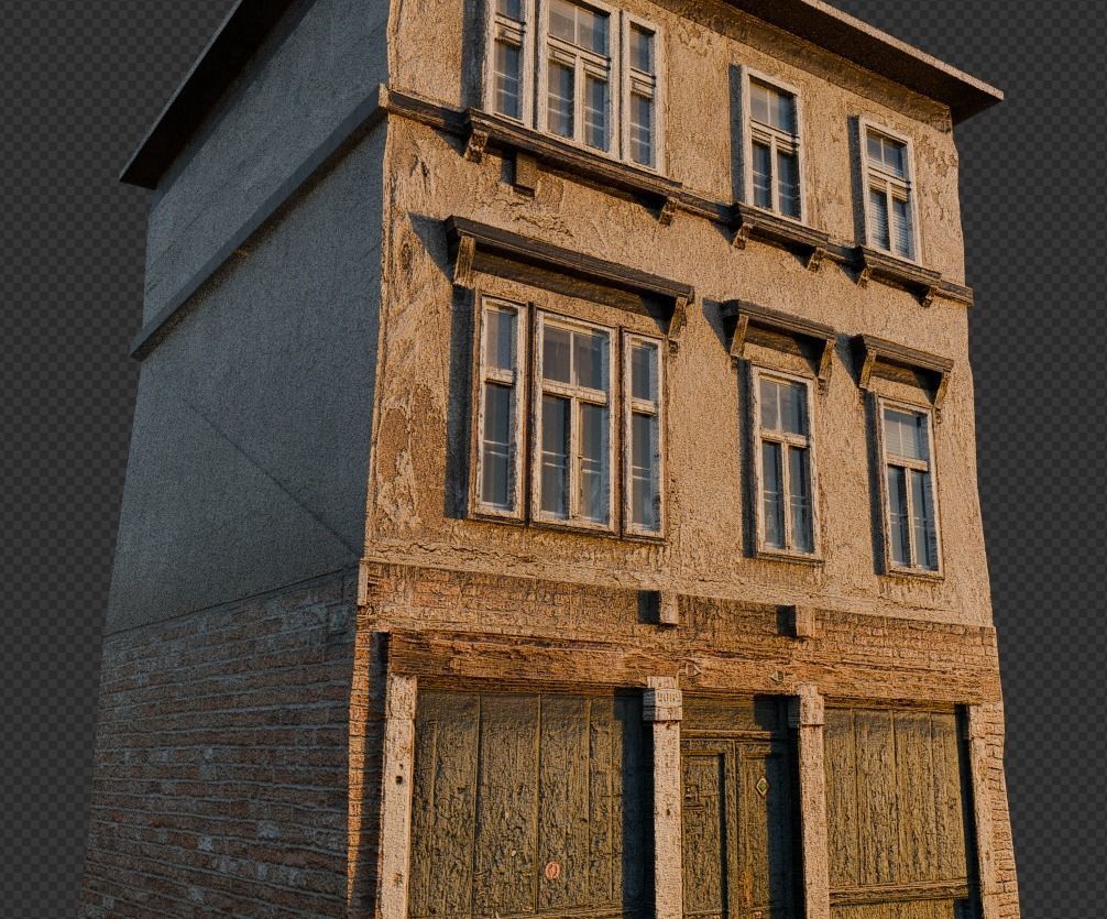 Old Buildings pack of 5 Low-poly 3D model_36