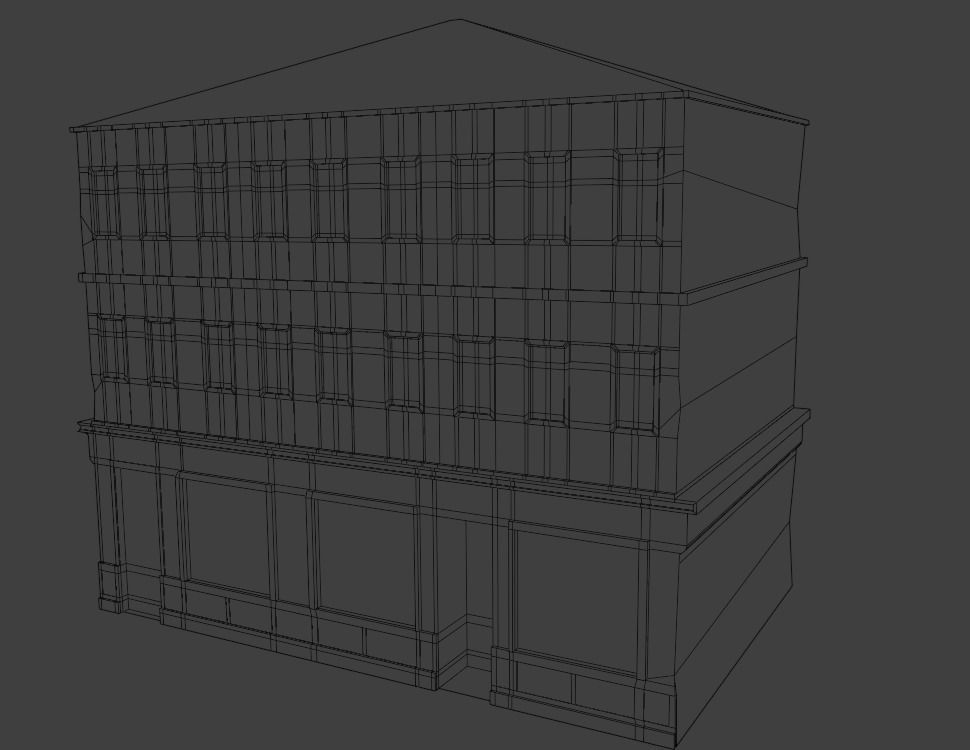 Old Buildings pack of 5 Low-poly 3D model_18