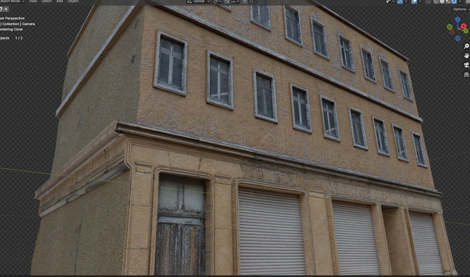 Old Buildings pack of 5 Low-poly 3D model_13