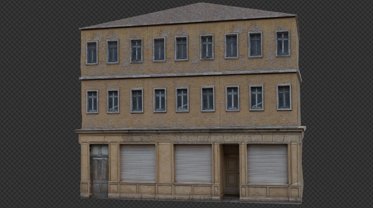 Old Buildings pack of 5 Low-poly 3D model_9