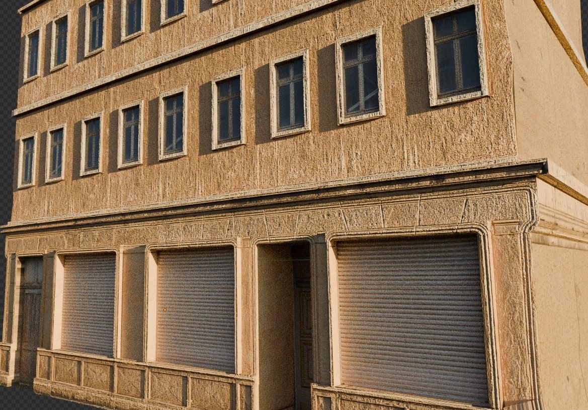 Old Buildings pack of 5 Low-poly 3D model_16