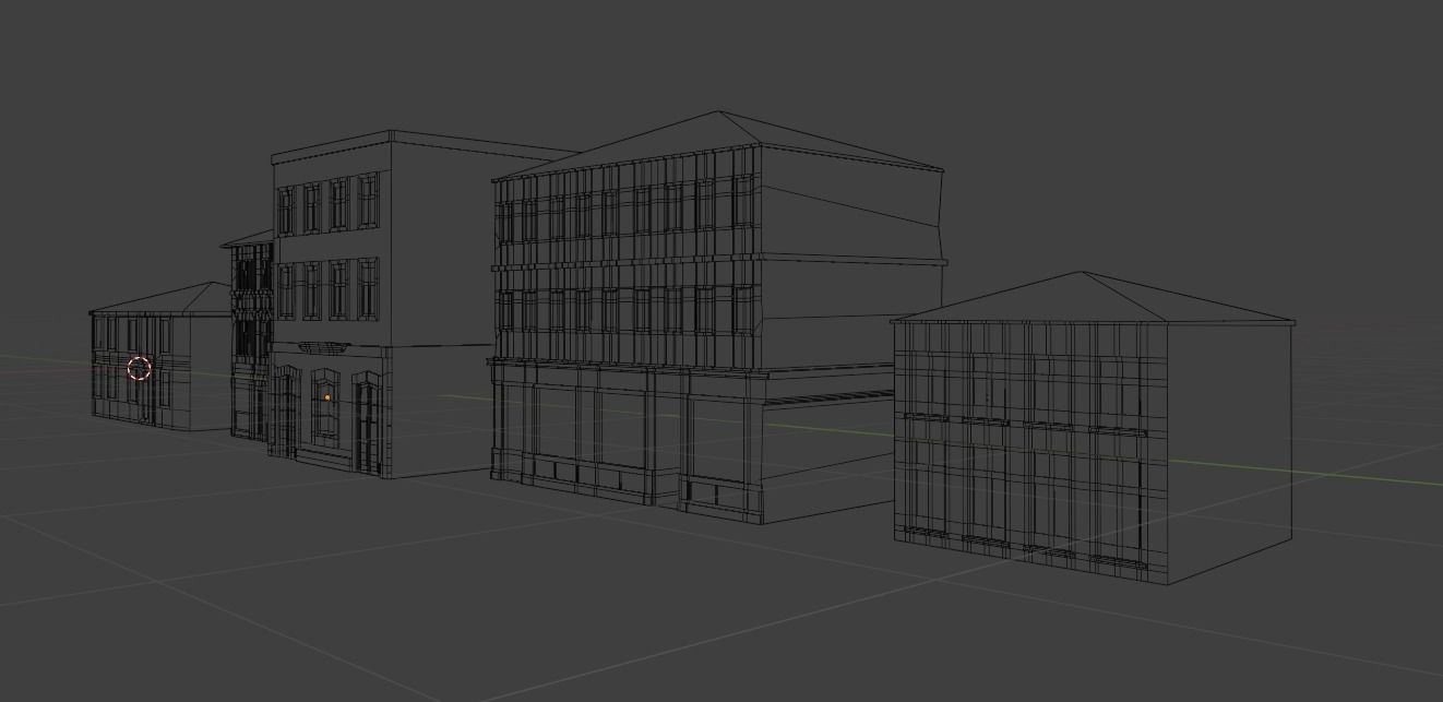 Old Buildings pack of 5 Low-poly 3D model_45