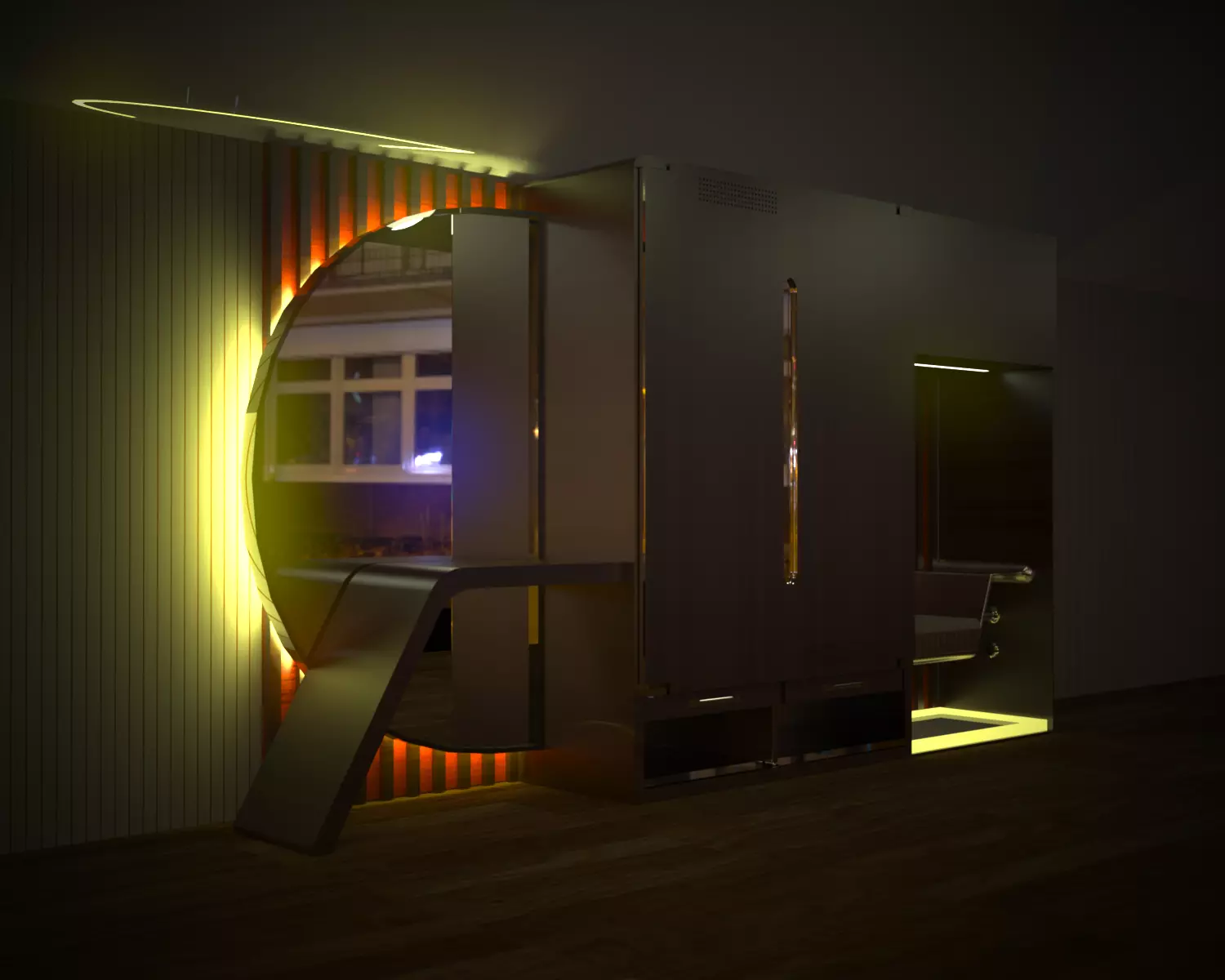 wall closet with back light mirror 3D model_0