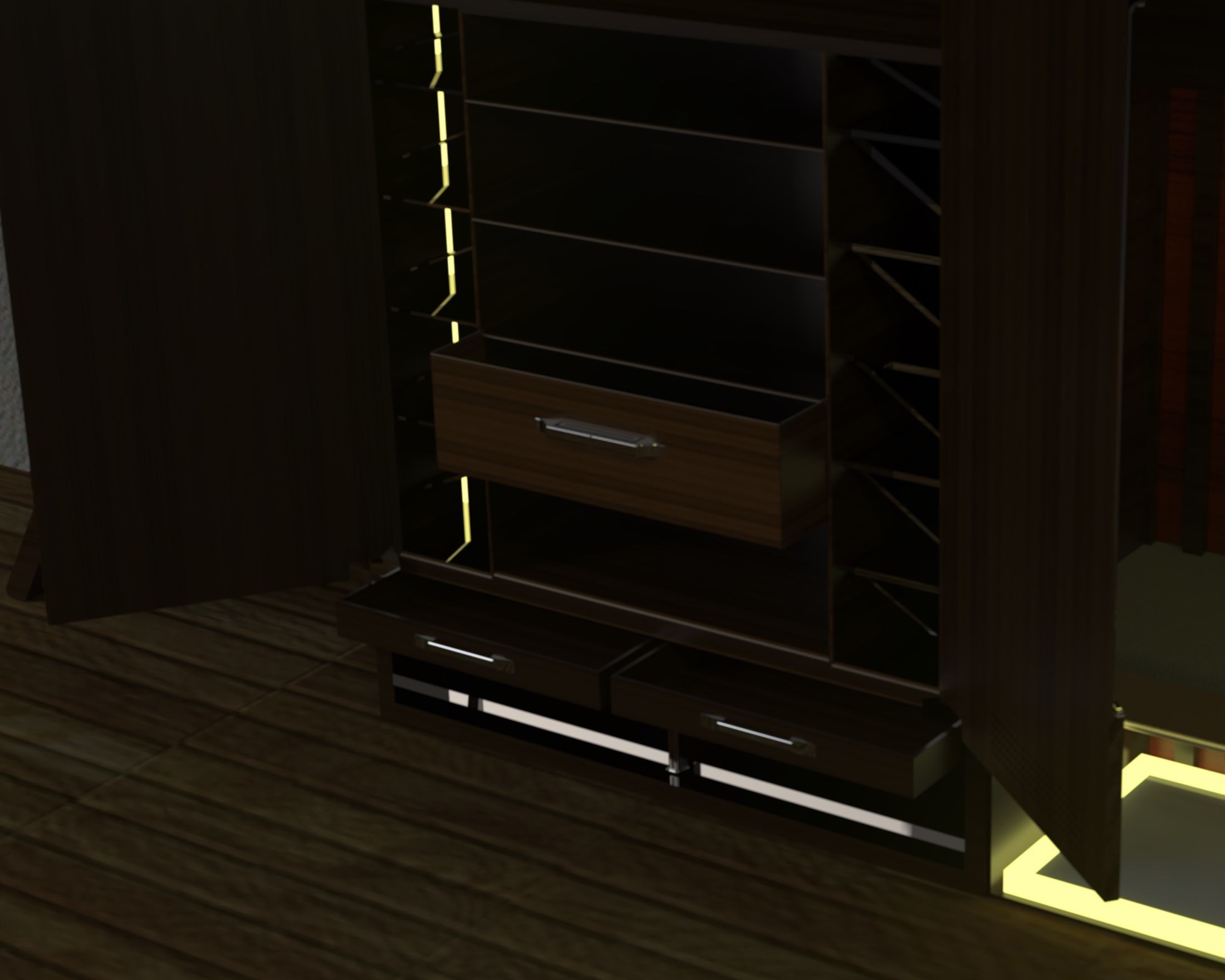 wall closet with back light mirror 3D model_4