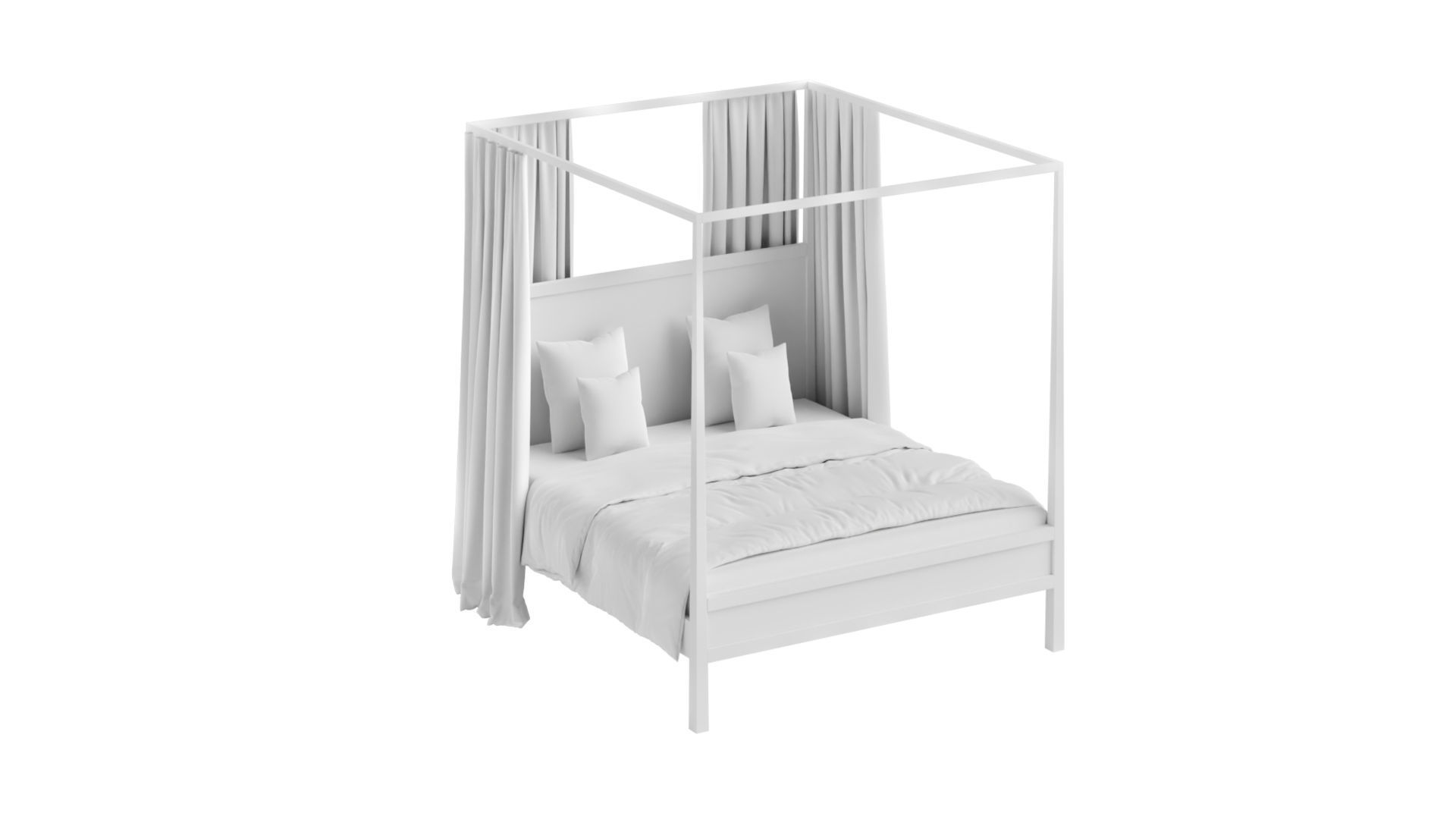 Keaton Four Poster Bed 3D model_4