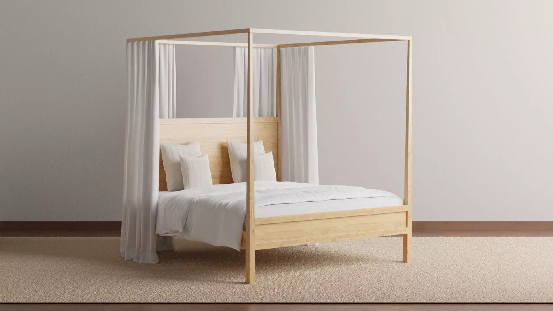 Keaton Four Poster Bed 3D model_0