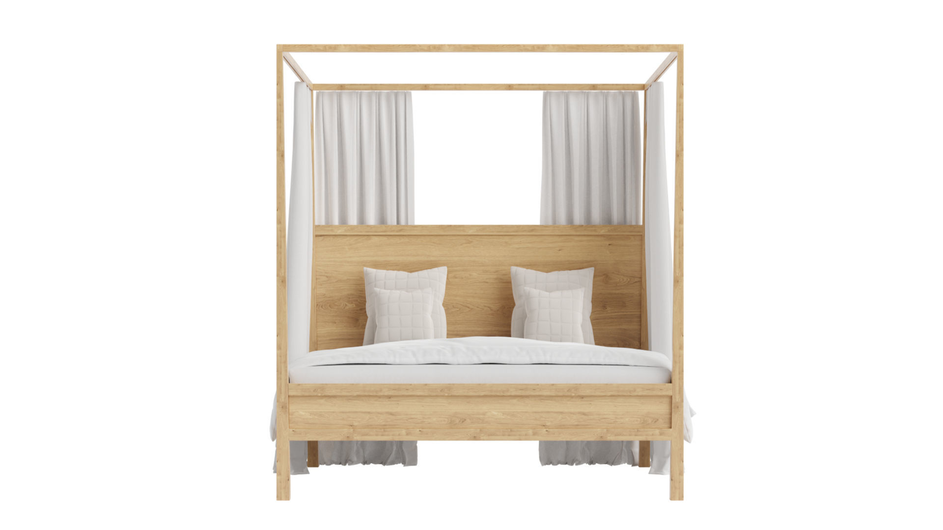 Keaton Four Poster Bed 3D model_1