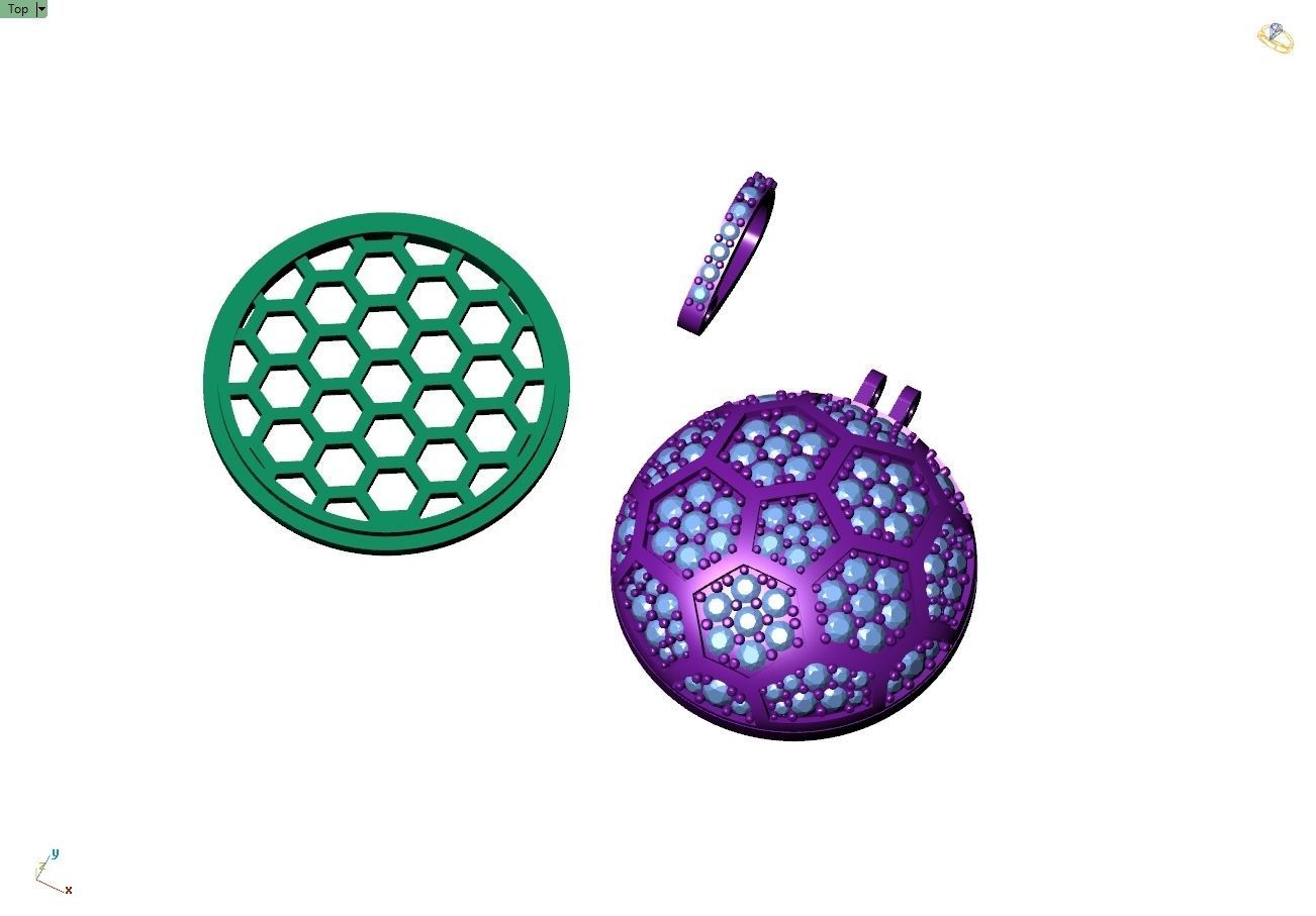 Custom Soccer Ball Diamond Pendant - Basketball Pendant Necklace 3D print model_10